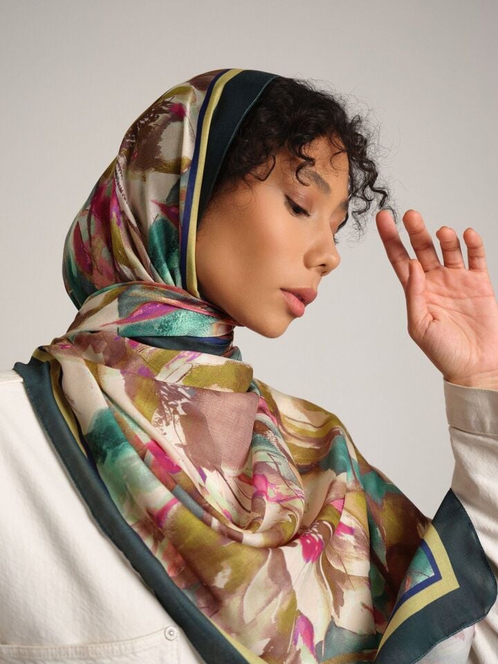 Kökbahar Koleksiyonu Zeytin Filizi Tek Taraf Şal