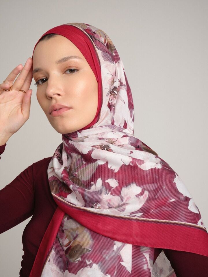 Mahperi  Koleksiyonu Kırmızı Ferman Tek Taraf Şal