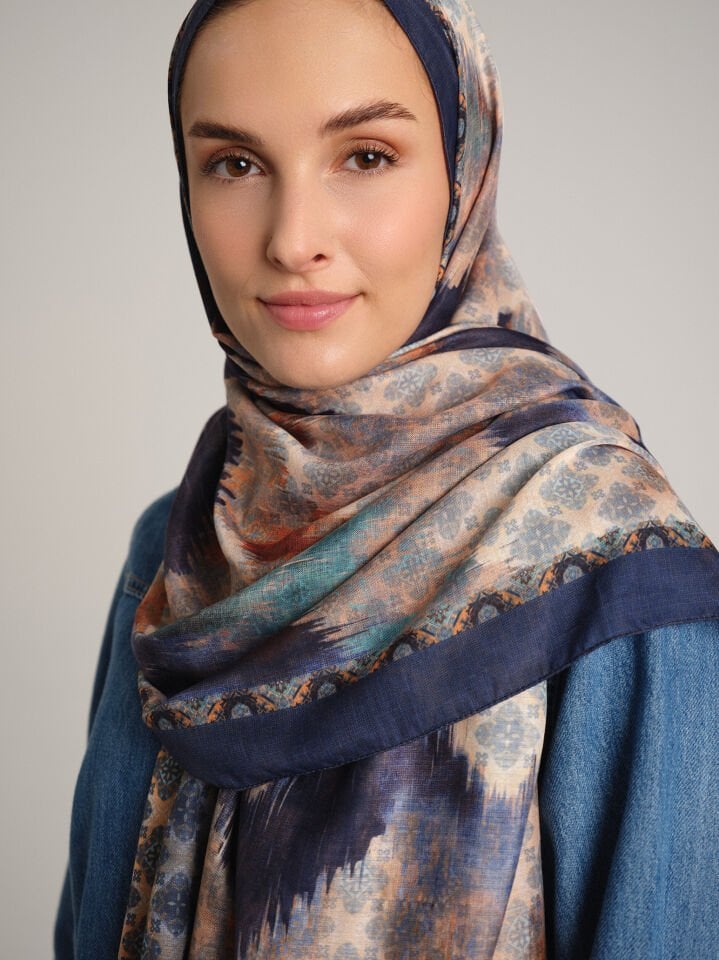 Suyolu Koleksiyonu Mavi Geçit Çift Taraf Şal