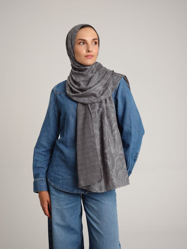 Nakkaşhâne Koleksiyonu Gümüş Çift Taraf Şal