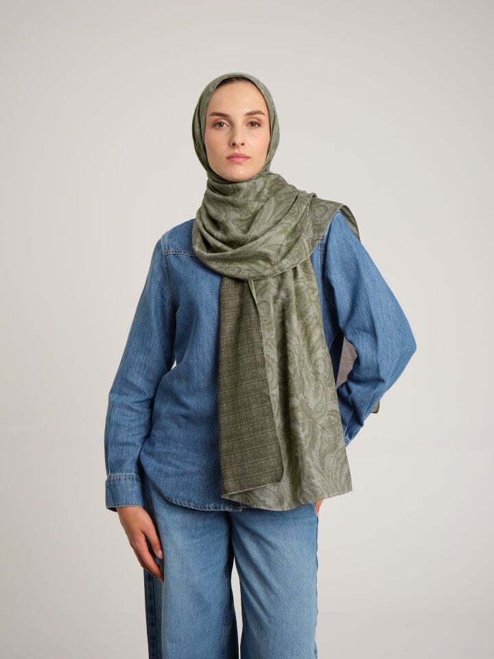 Nakkaşhâne Koleksiyonu Haki Çift Taraf Şal