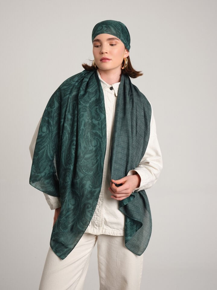 Nakkaşhâne Koleksiyonu Zümrüd Çift Taraf Şal