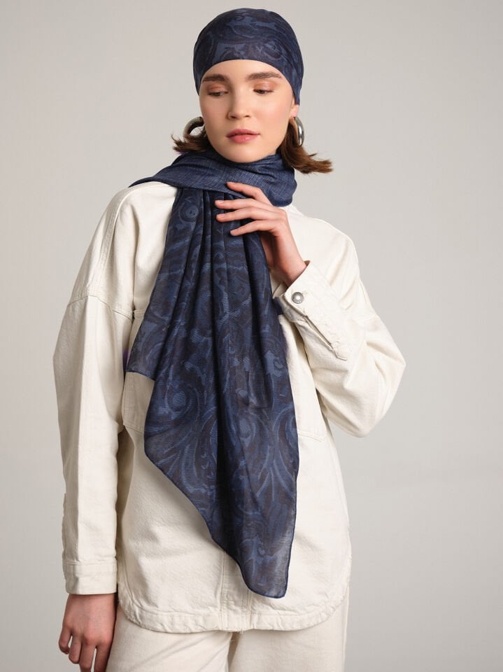 Nakkaşhâne Koleksiyonu Lâciverd Nakkaş Çift Taraf Şal