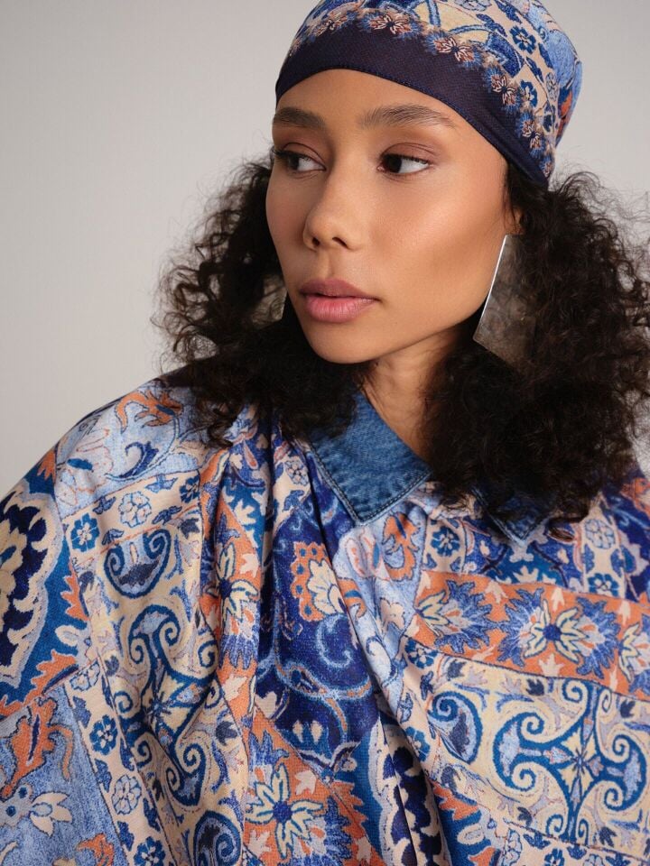 Kırkpare Koleksiyonu Çinimavi Tek Taraf Şal