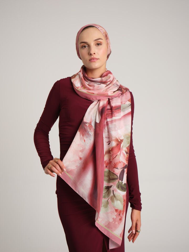 Çiçek Hattı Koleksiyonu Gonca Nefesi Tek Taraf Şal