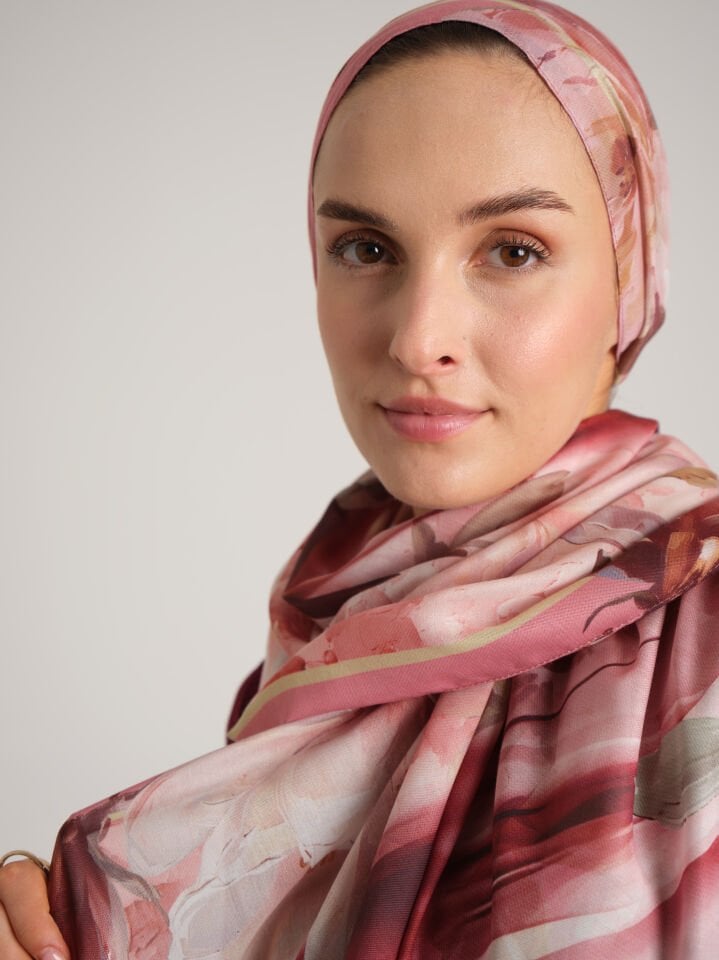 Çiçek Hattı Koleksiyonu Gonca Nefesi Tek Taraf Şal