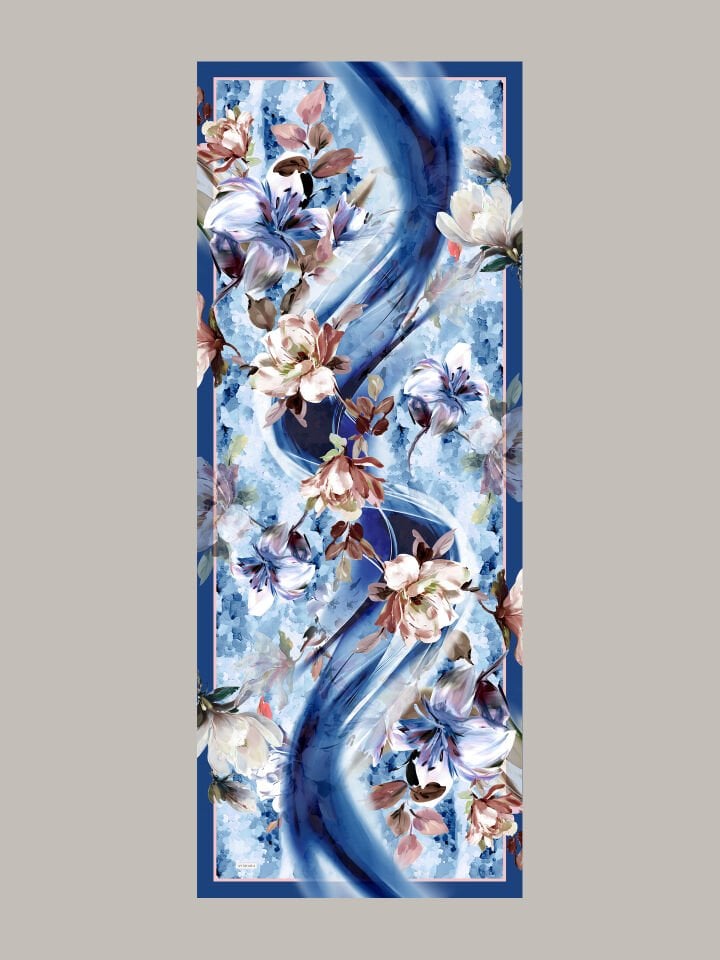 Çiçek Hattı Koleksiyonu Çini Akışı Tek Taraf Şal