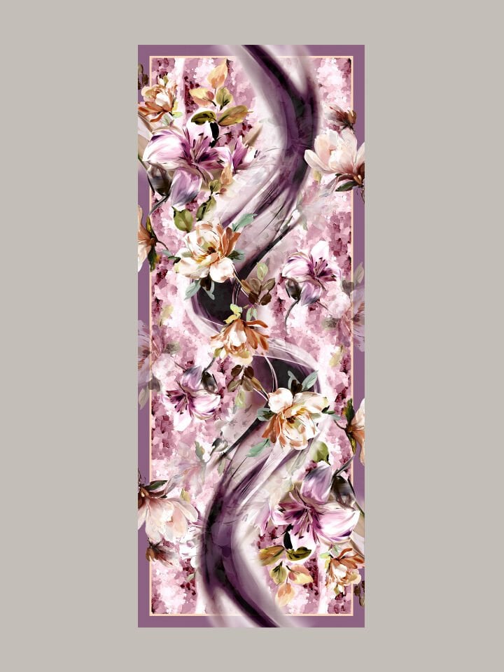 Çiçek Hattı Koleksiyonu Erguvan Kavis Tek Taraf Şal