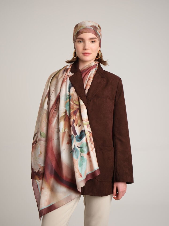 Çiçek Hattı Koleksiyonu Kum Kıyısı Tek Taraf Şal