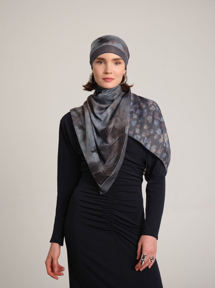 Şakayık Koleksiyonu Kömür Çift Taraf Şal