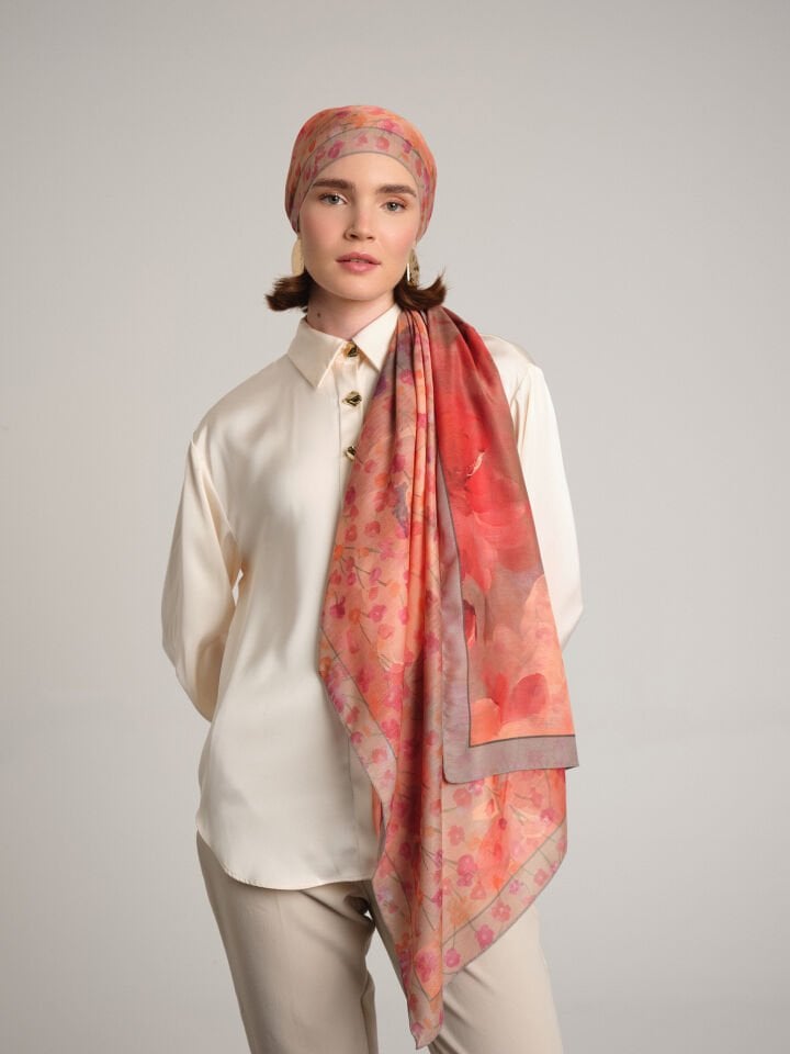 Şakayık Koleksiyonu Alşafak Çift Taraf Şal