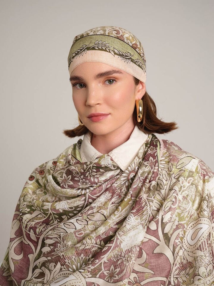 Nakkaşın Mührü Etnik Desenli Tek Taraflı Şal - Gül Pembe