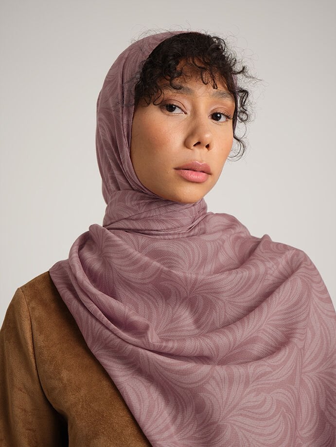 Rûmî Sema Monogram Desenli Çift Taraflı Şal - Gül Kurusu