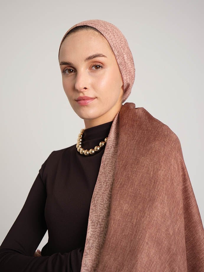 Buğu Düz Desenli Çift Taraflı Şal - Gül