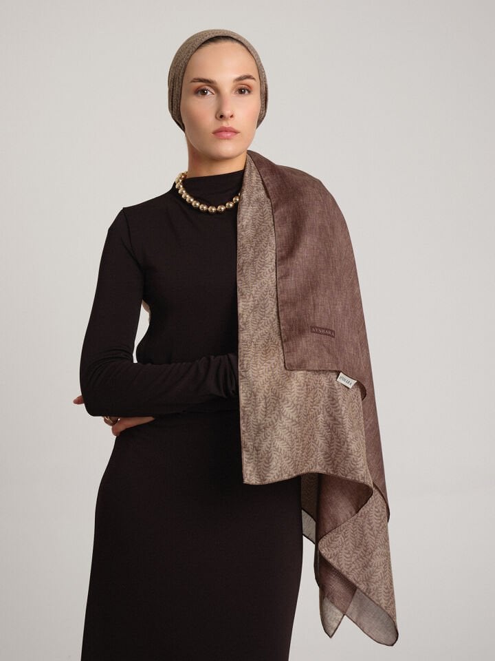 Buğu Koleksiyonu Şeftali Tülü Çift Taraf Şal