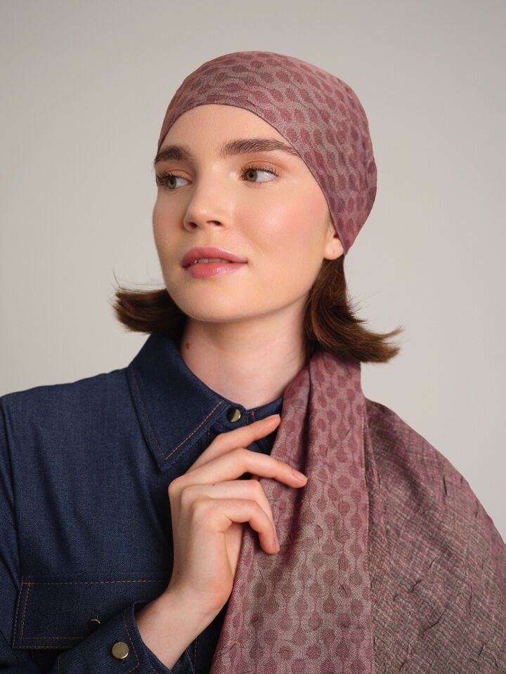 Katre-i Zerâfet Monogram Düz Desenli Çift Taraflı Şal - Pembe