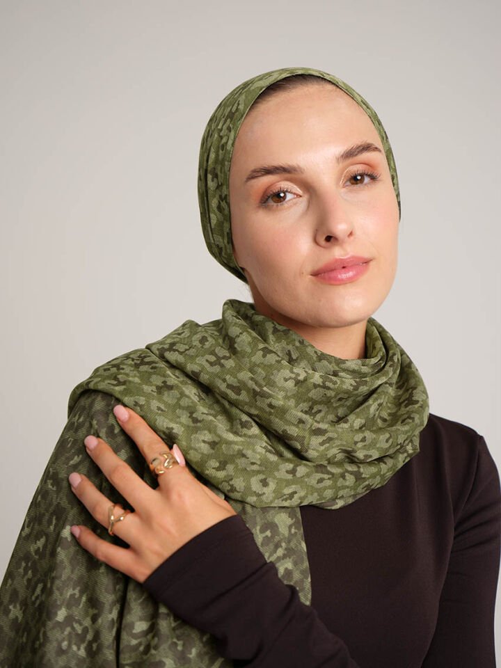 Peleng Leopar Desenli Çift Taraflı Şal - Bordo