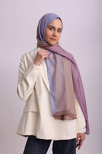 Renk Geçişli Degrade Desenli Çift Taraflı Şal - Mor Lila Latte 70-20