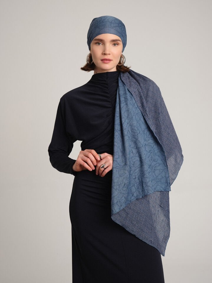 Gök Çini Çift Taraf Şal