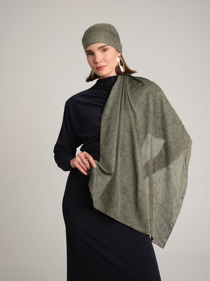 Şebnem Hattı Koleksiyonu Amber Tınısı Çift Taraf Şal