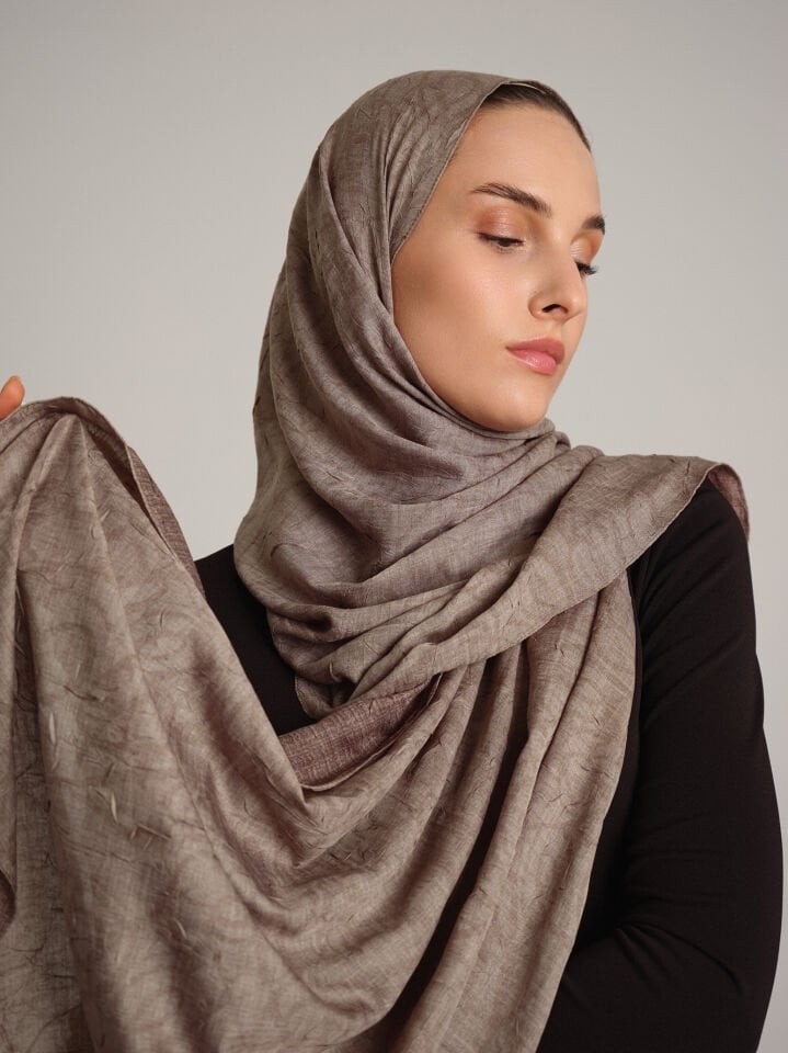 Şebnem Hattı Koleksiyonu Duman Beji Çift Taraf Şal