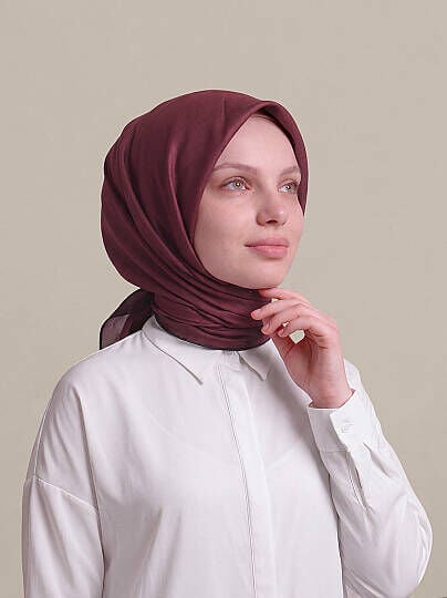 Renk Geçişli Degrade Desenli Çift Taraflı Eşarp Koyu Gri Bordo 81-06