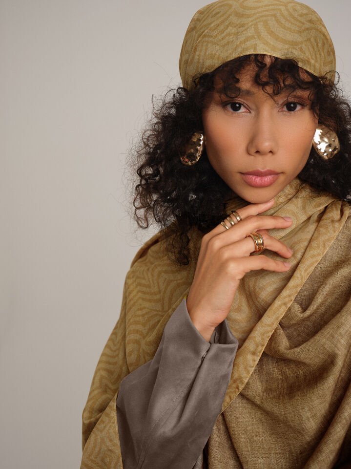 Şiraze Koleksiyonu Soluk Somon Çift Taraf Şal