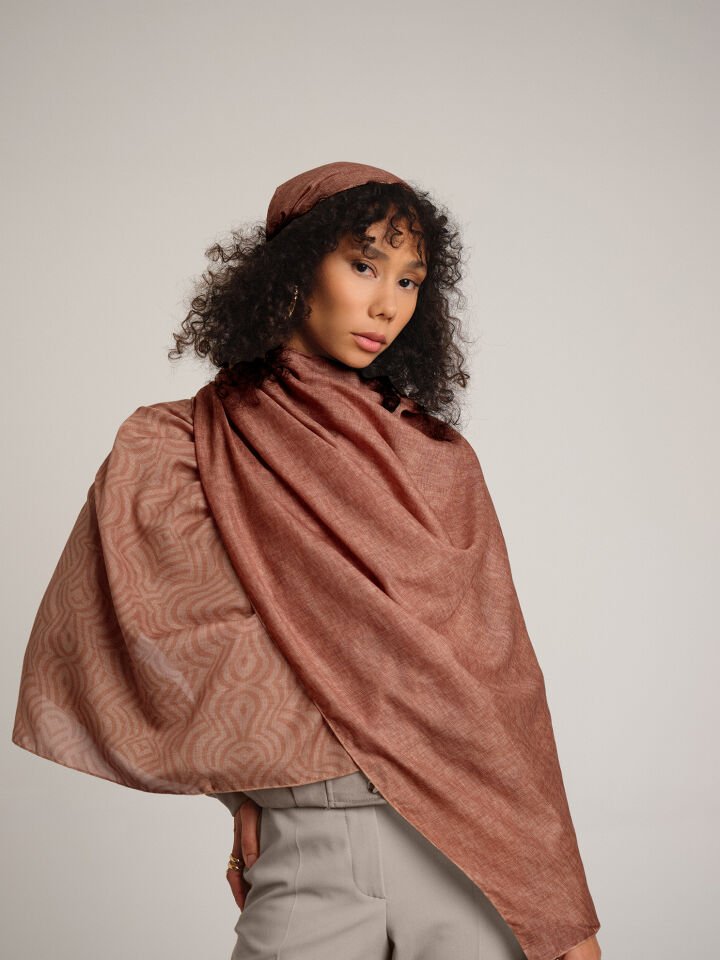 Şiraze Koleksiyonu Soluk Mercan Çift Taraf Şal