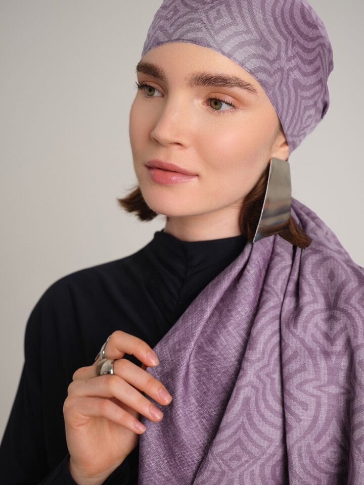Şiraze Koleksiyonu Soluk Leylak Çift Taraf Şal