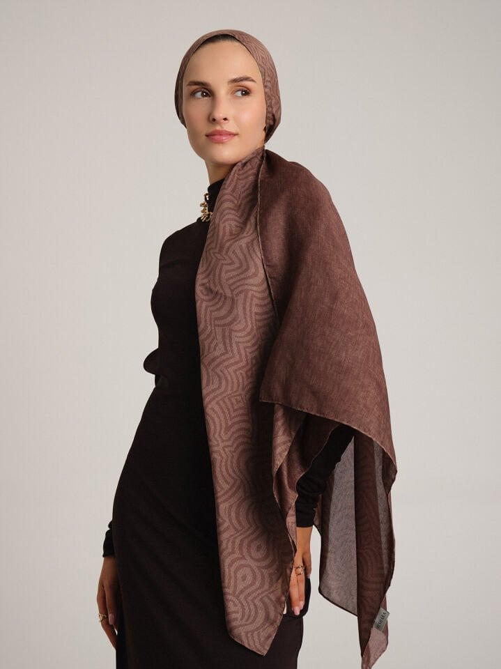Şiraze Koleksiyonu Gül Kurusu Gri Çift Taraf Şal
