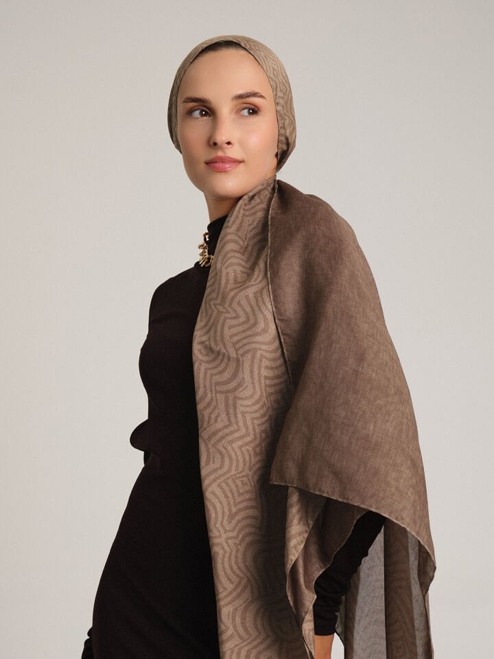 Şiraze Koleksiyonu Açık Kahve Çift Taraf Şal