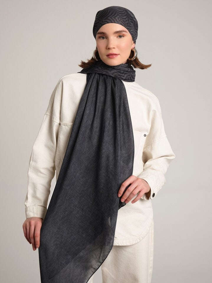 Şiraze Koleksiyonu Açık Kahverengimsi Gri Çift Taraf Şal