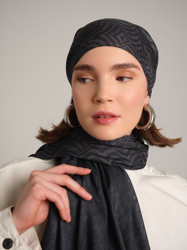 Şiraze Koleksiyonu Açık Kahverengimsi Gri Çift Taraf Şal