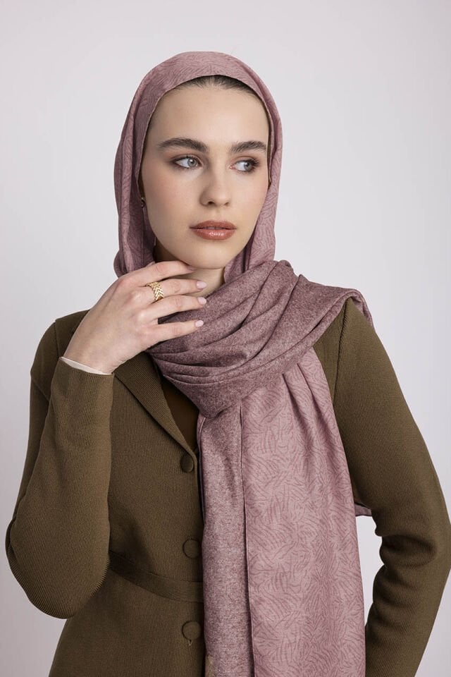 Bengi Monogram Düz Desenli Çift Taraflı Şal - Gül Pembe