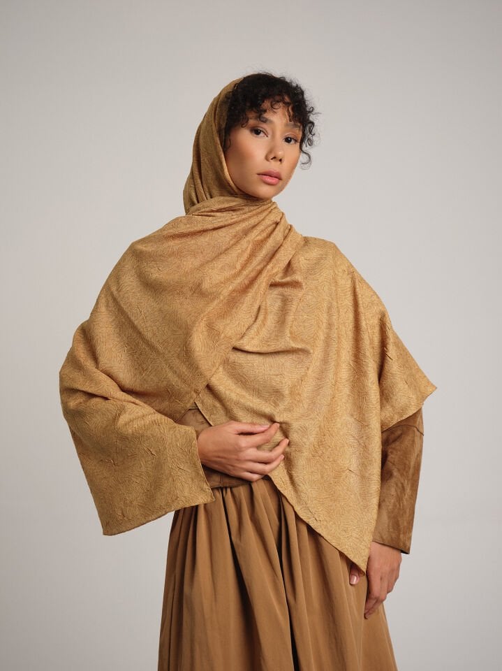 Bengi Monogram Düz Desenli Çift Taraflı Şal - Canlı Sarı